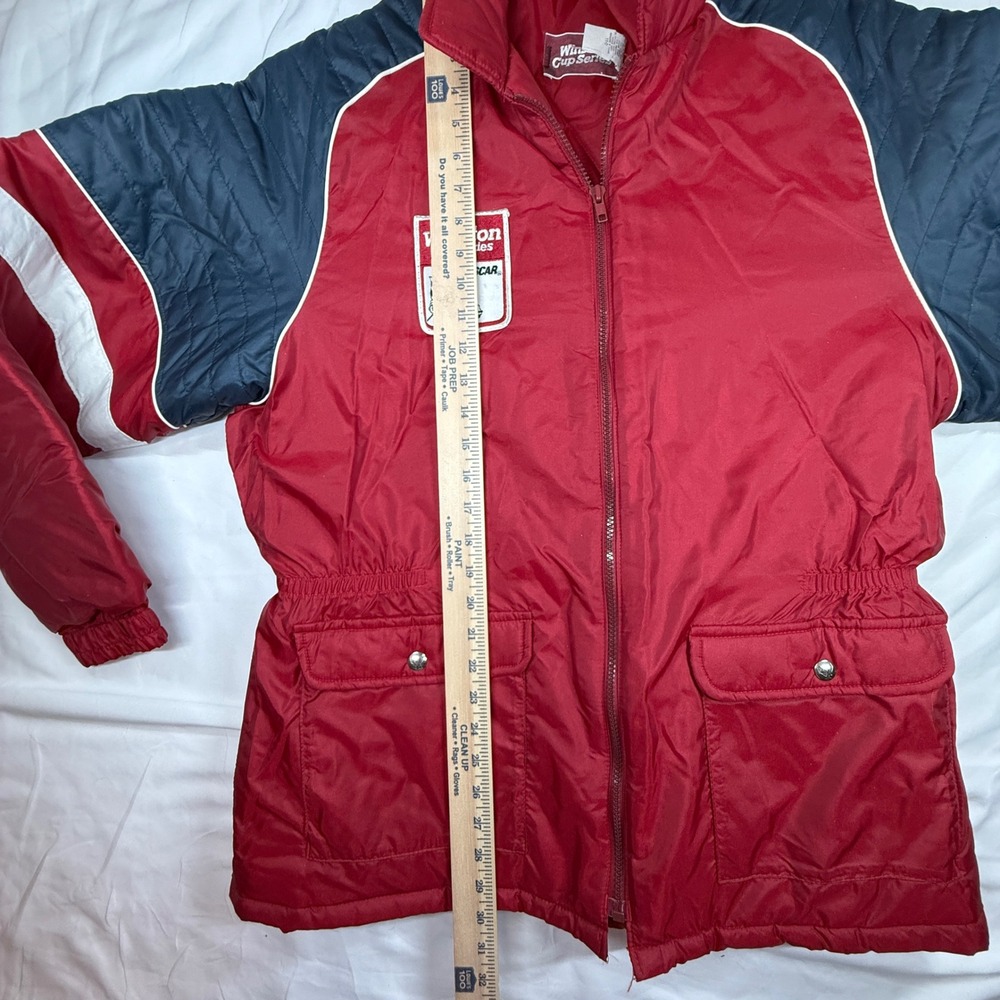 Vintage 1980s NASCAR Winston Cup Series Jacket Mens Large Red Puffer Made in USA - Picture 10 of 16